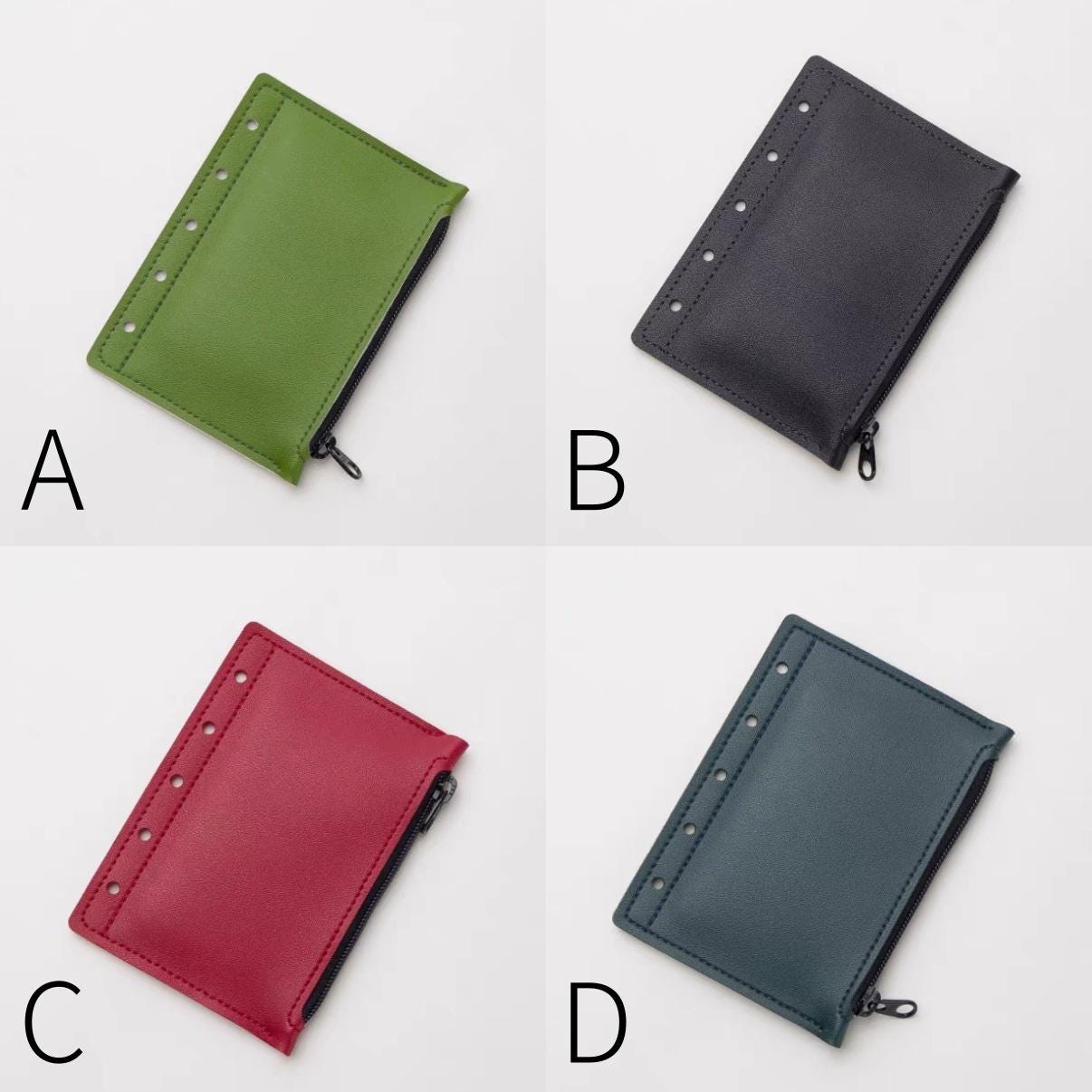 M5 Vegan Leather Zipper Pocket | Card Holder | 5 Ring Binder Planner | Zipper Pouch Sticker Storage | Planner Insert Pocket Accessories