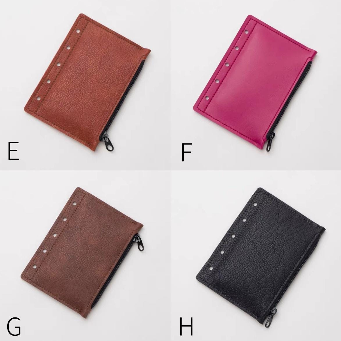 M5 Vegan Leather Zipper Pocket | Card Holder | 5 Ring Binder Planner | Zipper Pouch Sticker Storage | Planner Insert Pocket Accessories