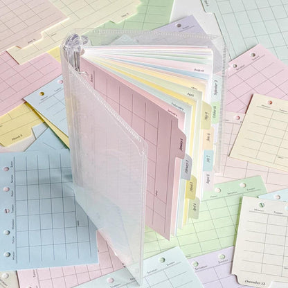 6 Ring Binder Divider With Tabs | Colored Monthly Plan Binder Inserts | 12 Months Dividers | A7 M5 Planner Inserts Refills