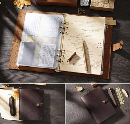 100% Genuine Leather 6 Ring Binder | A5 Size Leather Binder Cover | 2025 Refillable Planner Handmade Vintage Notebook Journal Planner