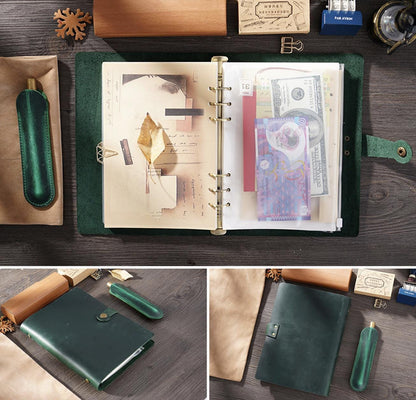 100% Genuine Leather 6 Ring Binder | A5 Size Leather Binder Cover | 2025 Refillable Planner Handmade Vintage Notebook Journal Planner