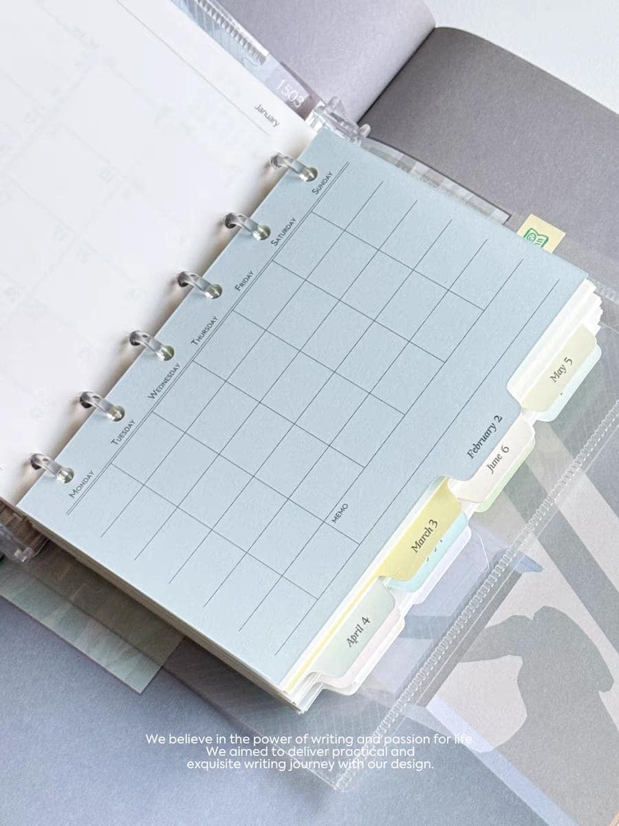 6 Ring Binder Divider With Tabs | Colored Monthly Plan Binder Inserts | 12 Months Dividers | A7 M5 Planner Inserts Refills