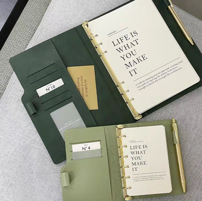 A5 A7 6 Ring Planner Binder Notebook | Card Holder | Refillable Notebook Journal |  Portable Diary Planner Organizer Business Office