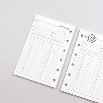A7 Reading Log Planner Inserts | 40 Sheets | 6 Ring Binder Planner Refills | Reading Progress Record Book Review Planner Insert