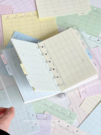 6 Ring Binder Divider With Tabs | Colored Monthly Plan Binder Inserts | 12 Months Dividers | A7 M5 Planner Inserts Refills