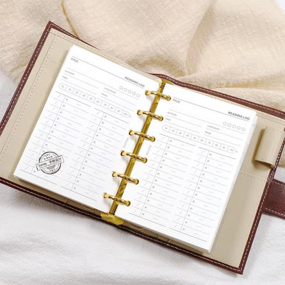 A7 Reading Log Planner Inserts | 40 Sheets | 6 Ring Binder Planner Refills | Reading Progress Record Book Review Planner Insert