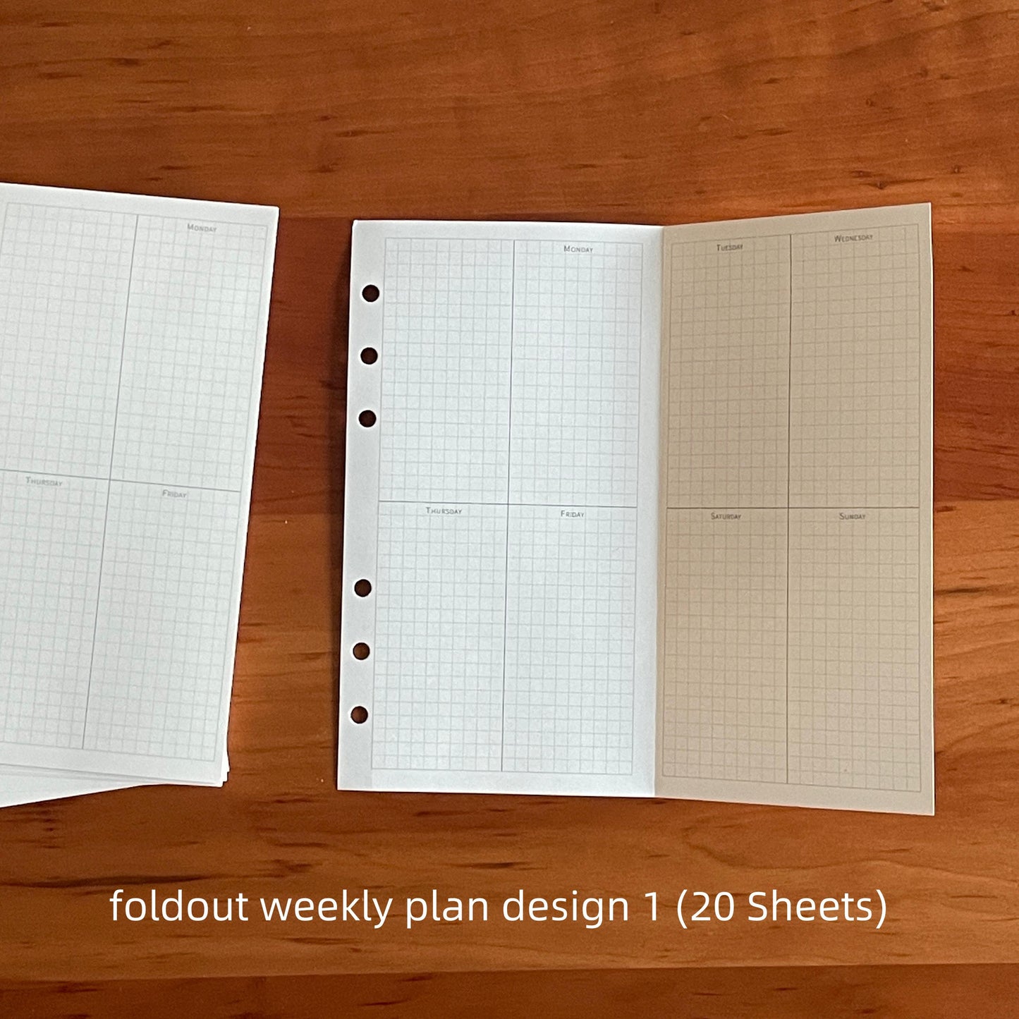 Foldout Planner Inserts | M5 A7 Personal A6 Size 6 Ring Binder | Daily Weekly Montly Plan | Planner Refill Paper | 2025 Planner