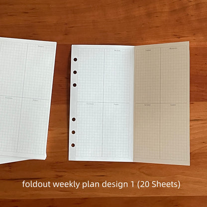 Foldout Planner Inserts | M5 A7 Personal A6 Size 6 Ring Binder | Daily Weekly Montly Plan | Planner Refill Paper | 2025 Planner