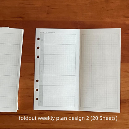 Foldout Planner Inserts | M5 A7 Personal A6 Size 6 Ring Binder | Daily Weekly Montly Plan | Planner Refill Paper | 2025 Planner