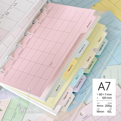 6 Ring Binder Divider With Tabs | Colored Monthly Plan Binder Inserts | 12 Months Dividers | A7 M5 Planner Inserts Refills