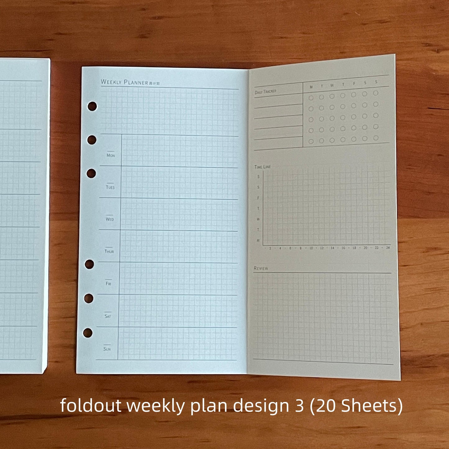 Foldout Planner Inserts | M5 A7 Personal A6 Size 6 Ring Binder | Daily Weekly Montly Plan | Planner Refill Paper | 2025 Planner