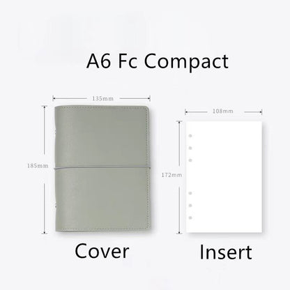 A6 FC Compact Vegan Leather 6 Ring Binder | Daily Weekly Monthly Planners | Journal Diary Agenda | Gift for Her | School Office Stationery