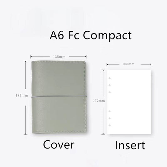 A6 FC Compact Vegan Leather 6 Ring Binder | Daily Weekly Monthly Planners | Journal Diary Agenda | Gift for Her | School Office Stationery