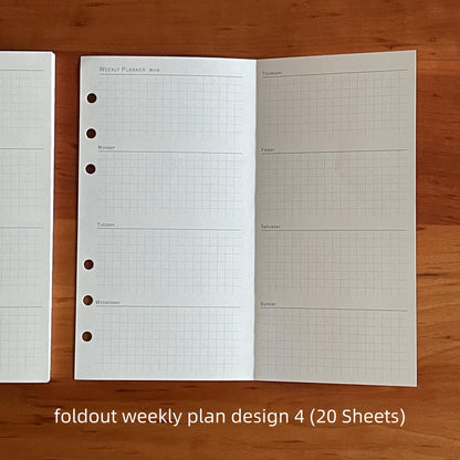Foldout Planner Inserts | M5 A7 Personal A6 Size 6 Ring Binder | Daily Weekly Montly Plan | Planner Refill Paper | 2025 Planner