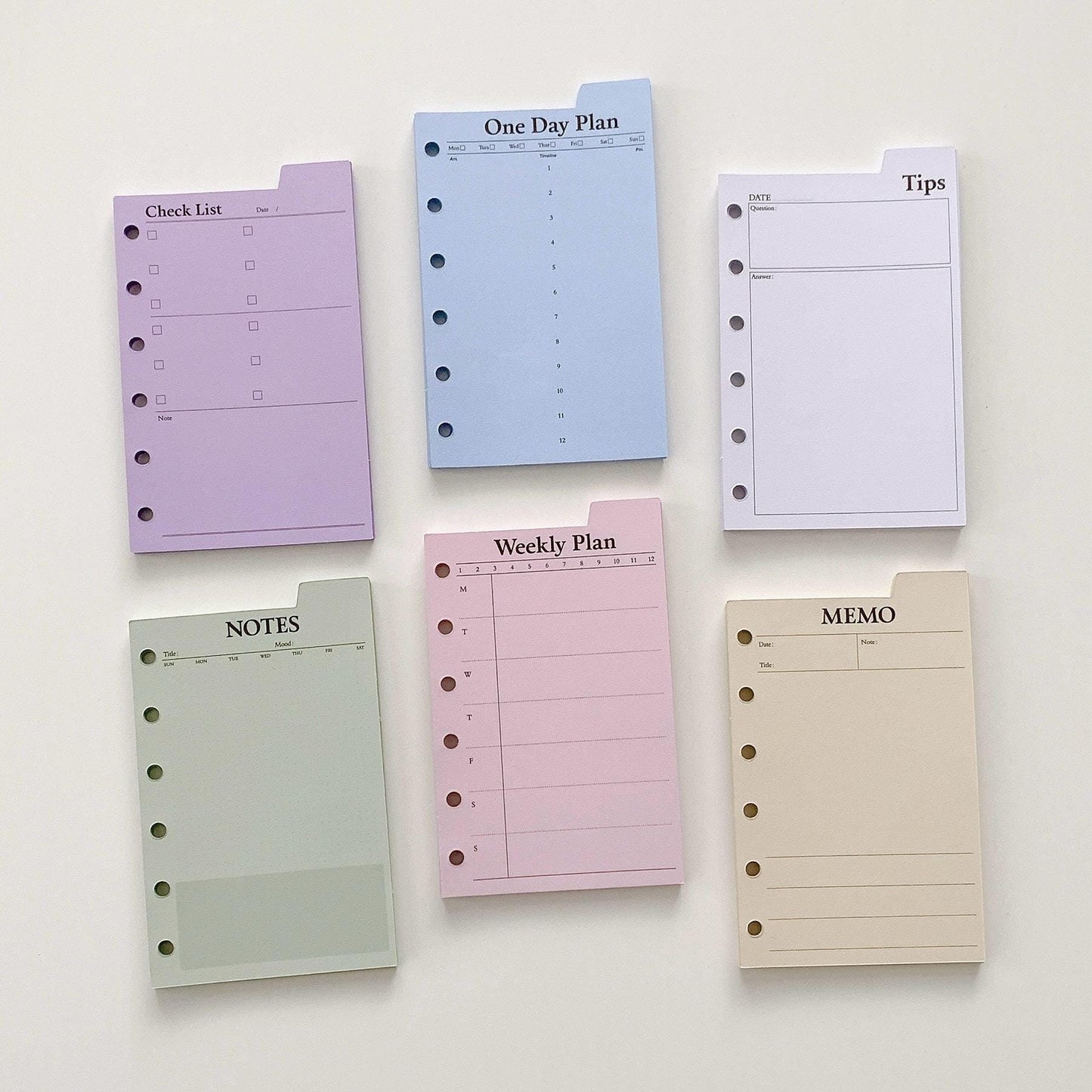 M5 A7 Printed Planner Inserts | 6 Ring Binder Refillable Planner Refills |  | Check List Daily Plan To Do List Weekly Plan Memo Inserts
