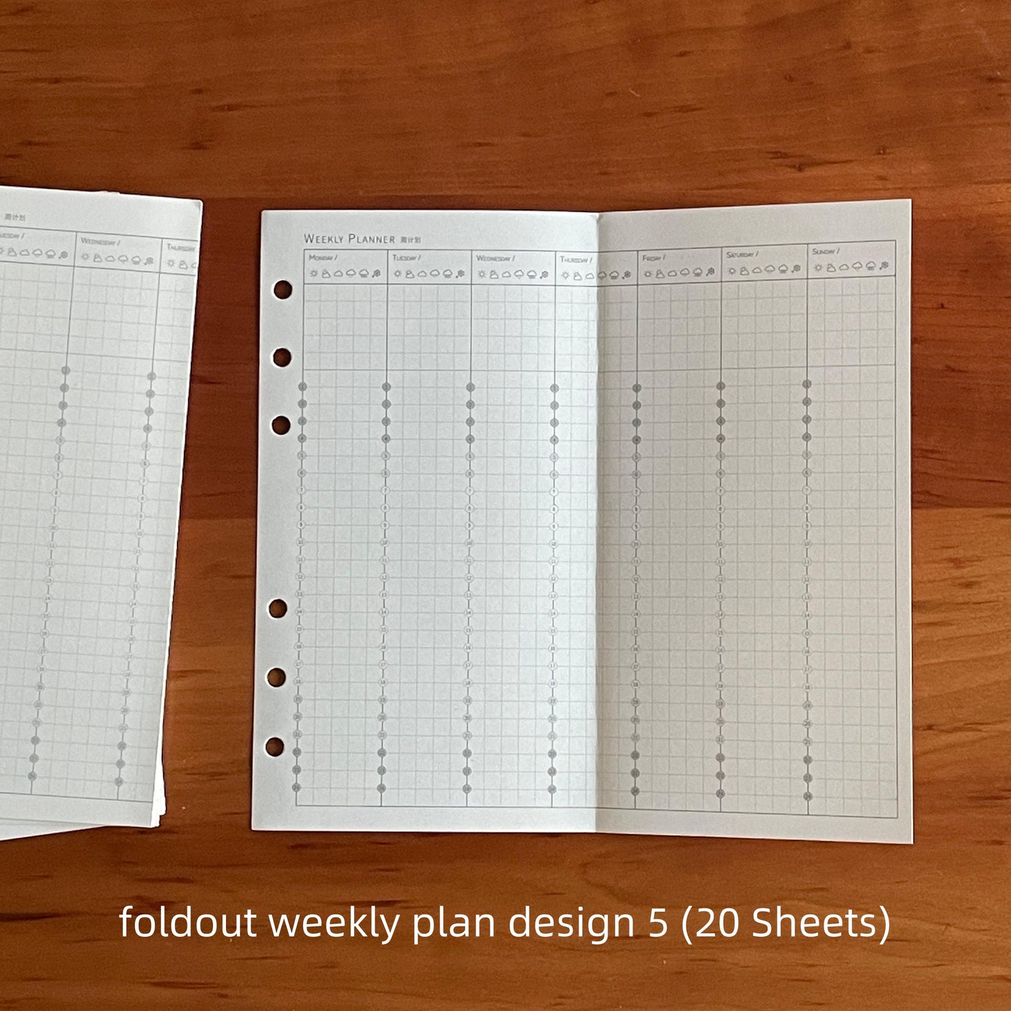 Foldout Planner Inserts | M5 A7 Personal A6 Size 6 Ring Binder | Daily Weekly Montly Plan | Planner Refill Paper | 2025 Planner