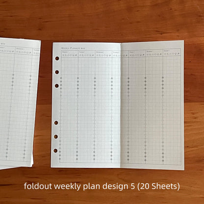 Foldout Planner Inserts | M5 A7 Personal A6 Size 6 Ring Binder | Daily Weekly Montly Plan | Planner Refill Paper | 2025 Planner