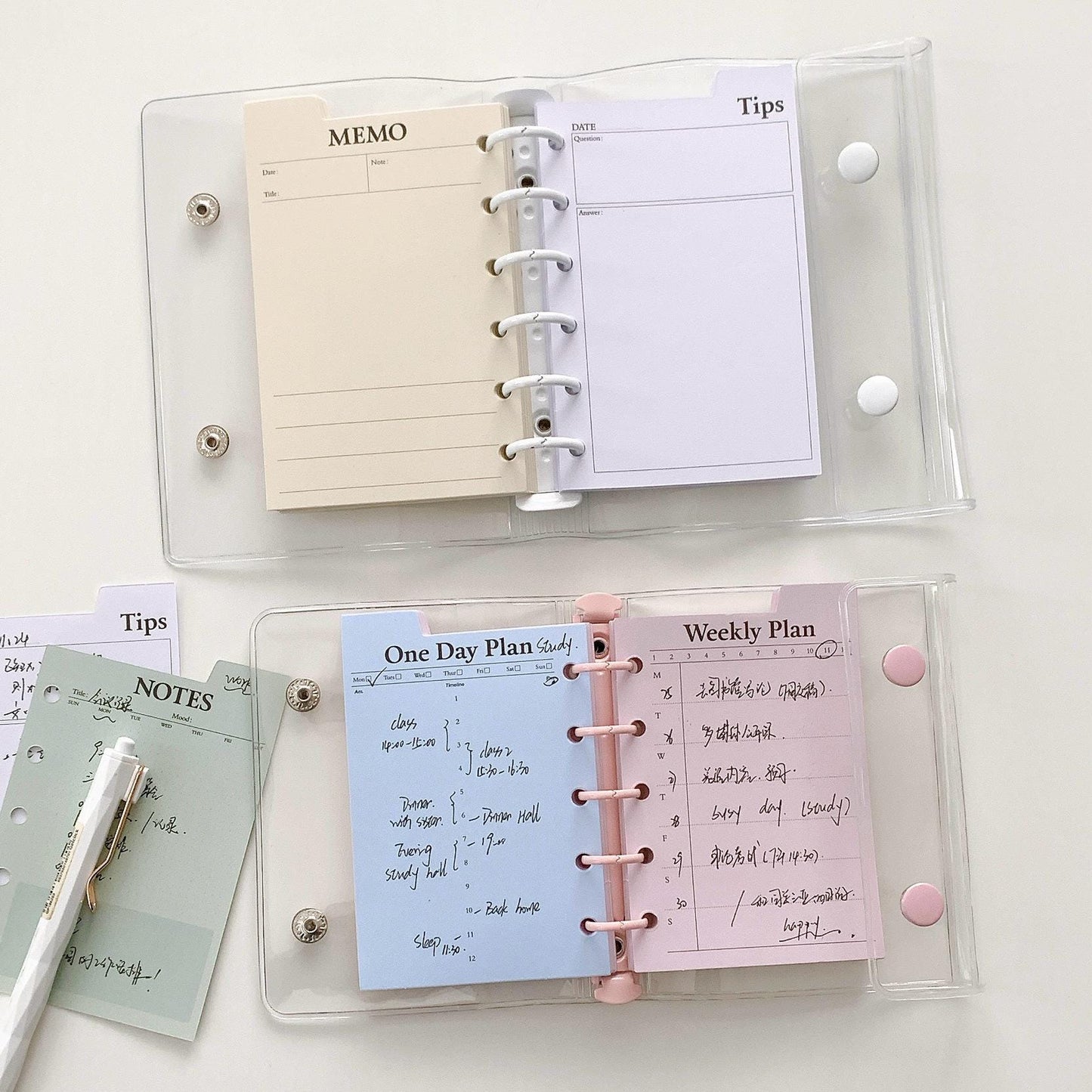 M5 A7 Printed Planner Inserts | 6 Ring Binder Refillable Planner Refills |  | Check List Daily Plan To Do List Weekly Plan Memo Inserts