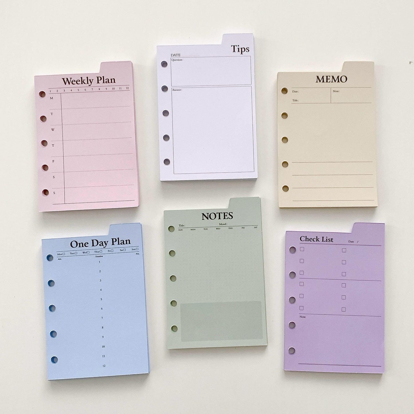 M5 A7 Printed Planner Inserts | 6 Ring Binder Refillable Planner Refills |  | Check List Daily Plan To Do List Weekly Plan Memo Inserts