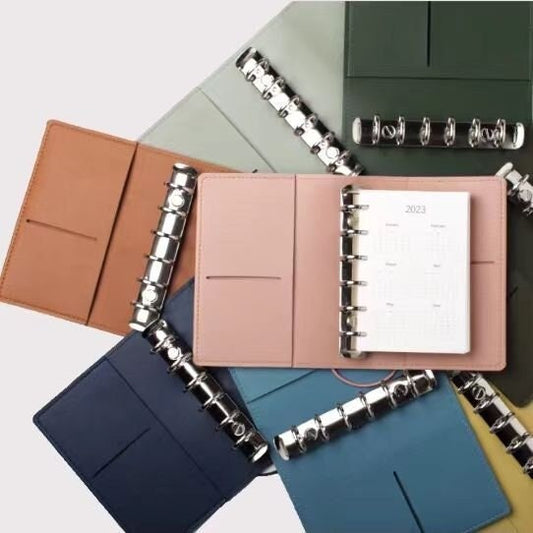 2025 A7 Pocket Small PU Leather 6 Ring Binder |  Planners | Journal Diary Agenda Planner | Gift for Her | School Office Stationery