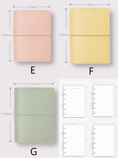 2025 A7 Pocket Small PU Leather 6 Ring Binder |  Planners | Journal Diary Agenda Planner | Gift for Her | School Office Stationery