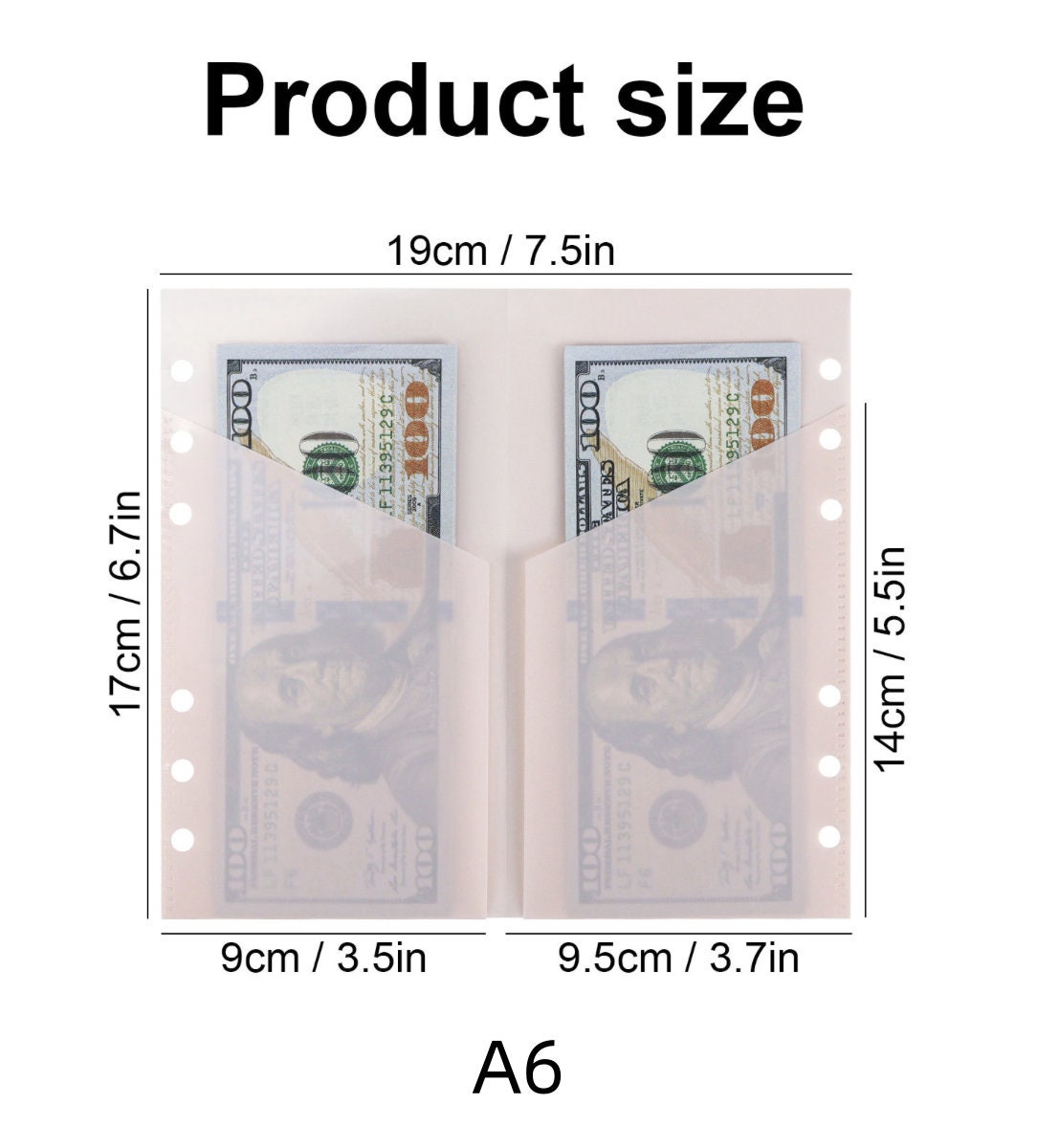 6 Ring Binder Divider Double Pockets | A6 A7 | Sticker Banknote  Organizer | PVC Insert Pocket | Cash Envelope | Budget Book Planner