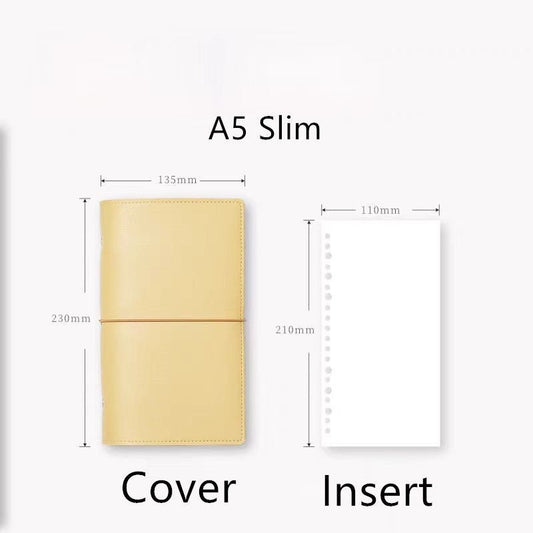 A5 Slim Puo Vegan Leather Refillable Binder | 6 8 20 Holes Binder |  2025 Planners Journal Agenda | Cute School Office Stationery