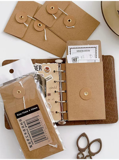 M5 A7 String Tie Envelope | Kraft Brown Paper Envelope | Binder Planner Organizer |  Insert Pocket |  Kraft Envelope for Planner