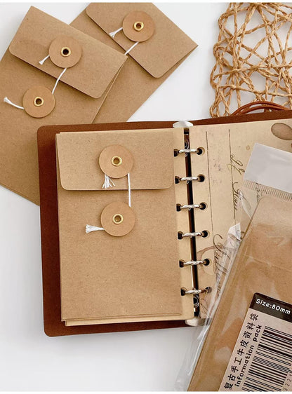 M5 A7 String Tie Envelope | Kraft Brown Paper Envelope | Binder Planner Organizer |  Insert Pocket |  Kraft Envelope for Planner