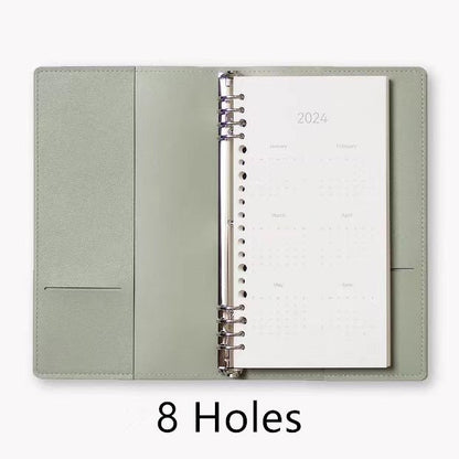 A5 Slim Puo Vegan Leather Refillable Binder | 6 8 20 Holes Binder |  2025 Planners Journal Agenda | Cute School Office Stationery