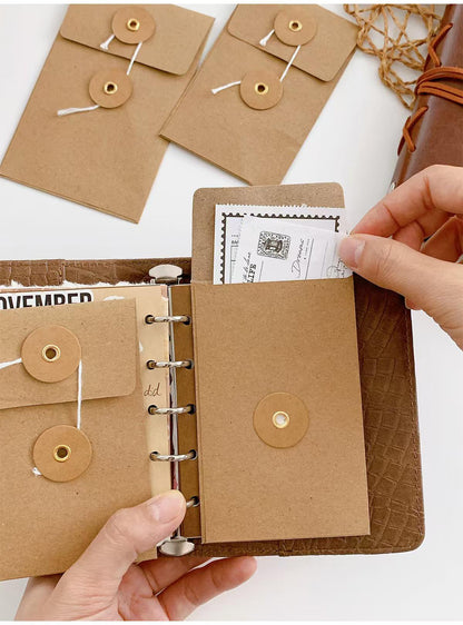M5 A7 String Tie Envelope | Kraft Brown Paper Envelope | Binder Planner Organizer |  Insert Pocket |  Kraft Envelope for Planner