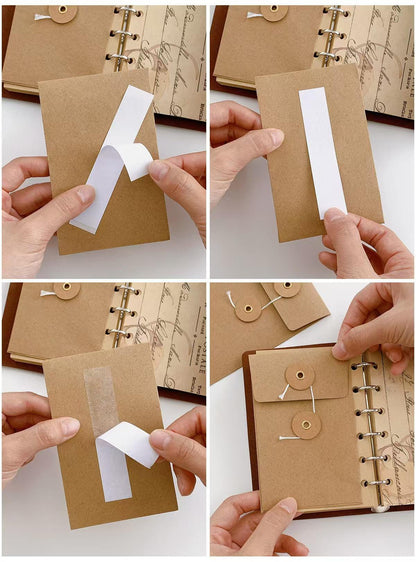 M5 A7 String Tie Envelope | Kraft Brown Paper Envelope | Binder Planner Organizer |  Insert Pocket |  Kraft Envelope for Planner