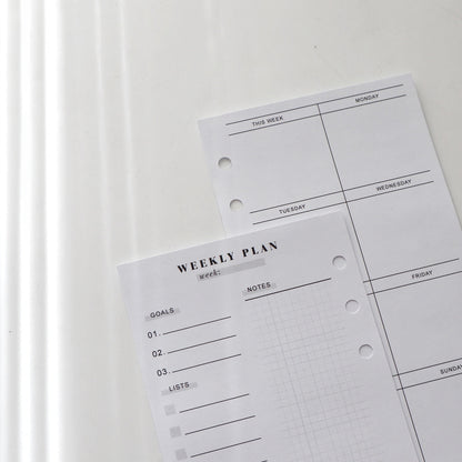 Printed Undated Weekly Planner Inserts | 20 Sheets |  wo2p | Personal A5 A6 | 6 Rings Planner | Binder Refills
