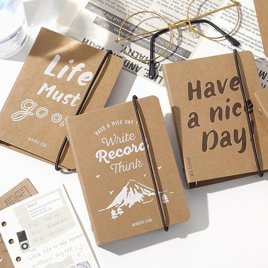 M5 A8 Kraft Paper Loose-leaf Binder | M5 5 Ring Binder Cover | Portable Journal Diary Agenda Notebook  | Refillable Planner Organizer