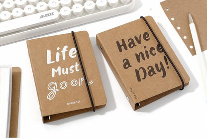 M5 A8 Kraft Paper Loose-leaf Binder | M5 5 Ring Binder Cover | Portable Journal Diary Agenda Notebook  | Refillable Planner Organizer