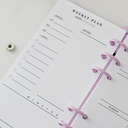 Printed Undated Weekly Planner Inserts | 20 Sheets |  wo2p | Personal A5 A6 | 6 Rings Planner | Binder Refills