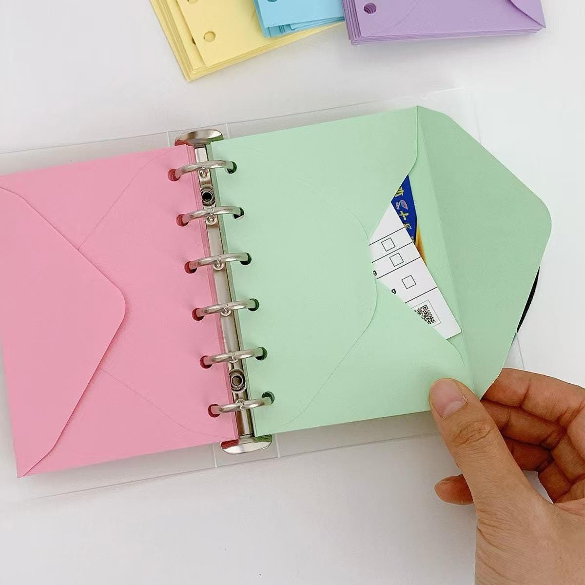 5pcs A7 6 Ring Binder Envelope Pockets | Colorful Envelopes | Planner Sticker Organizer | Refillable Binder Planner Refills Inserts