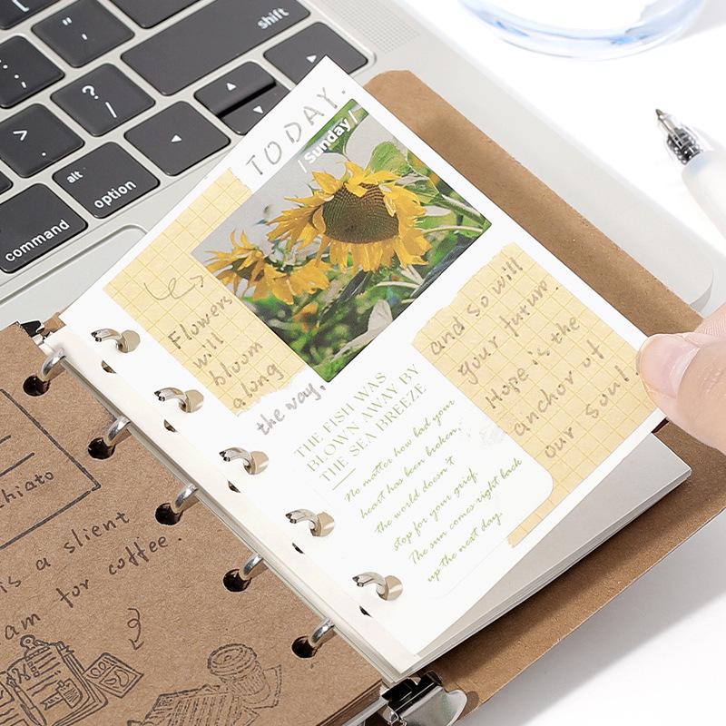 M5 A8 Kraft Paper Loose-leaf Binder | M5 5 Ring Binder Cover | Portable Journal Diary Agenda Notebook  | Refillable Planner Organizer