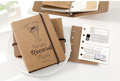 M5 A8 Kraft Paper Loose-leaf Binder | M5 5 Ring Binder Cover | Portable Journal Diary Agenda Notebook  | Refillable Planner Organizer