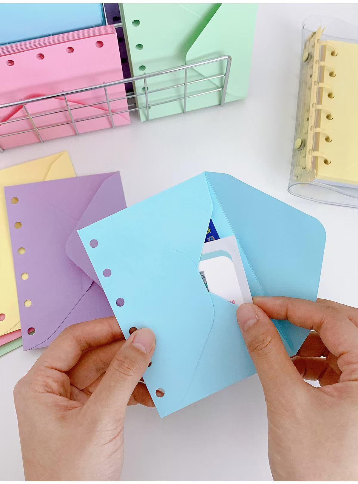 5pcs A7 6 Ring Binder Envelope Pockets | Colorful Envelopes | Planner Sticker Organizer | Refillable Binder Planner Refills Inserts