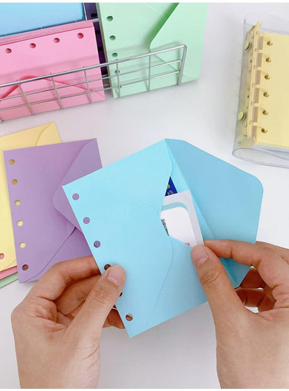 5pcs A7 6 Ring Binder Envelope Pockets | Colorful Envelopes | Planner Sticker Organizer | Refillable Binder Planner Refills Inserts