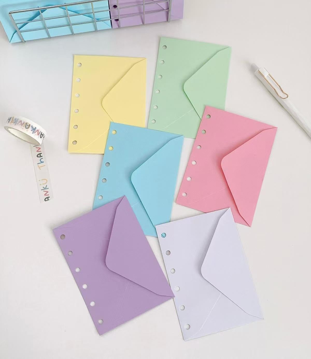 5pcs A7 6 Ring Binder Envelope Pockets | Colorful Envelopes | Planner Sticker Organizer | Refillable Binder Planner Refills Inserts