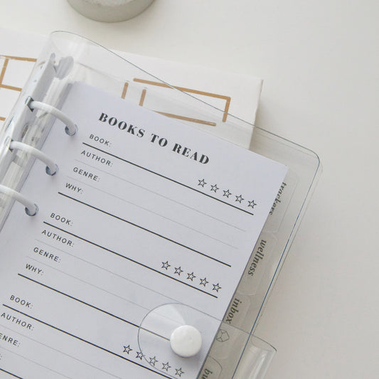 Books and Movies Planner Inserts | 20 Sheets | Personal A5 A6 | 6 Rings Planner | Binder Refills