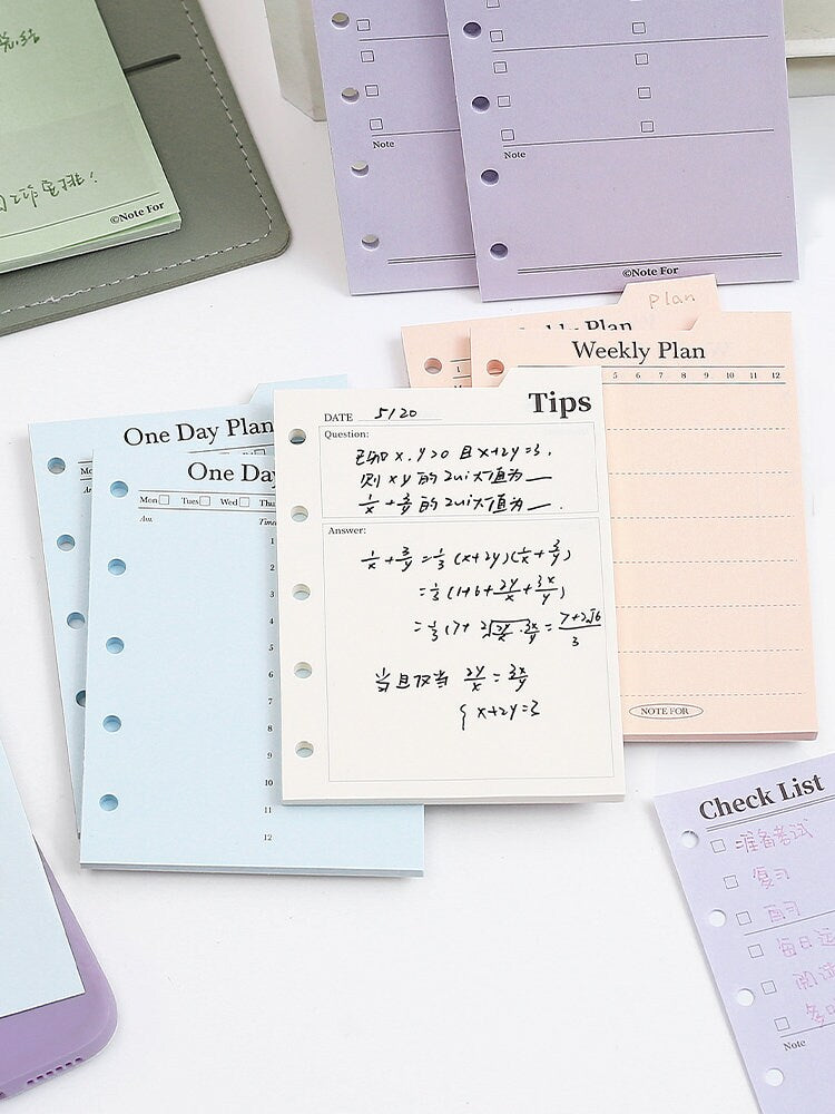 M5 A8 Loose Leaf Binder Inserts with Tabs | Mini 5 Ring Planner |  Memo Pad Notepad | Daily Weekly Plan To Do List Planner Supplies