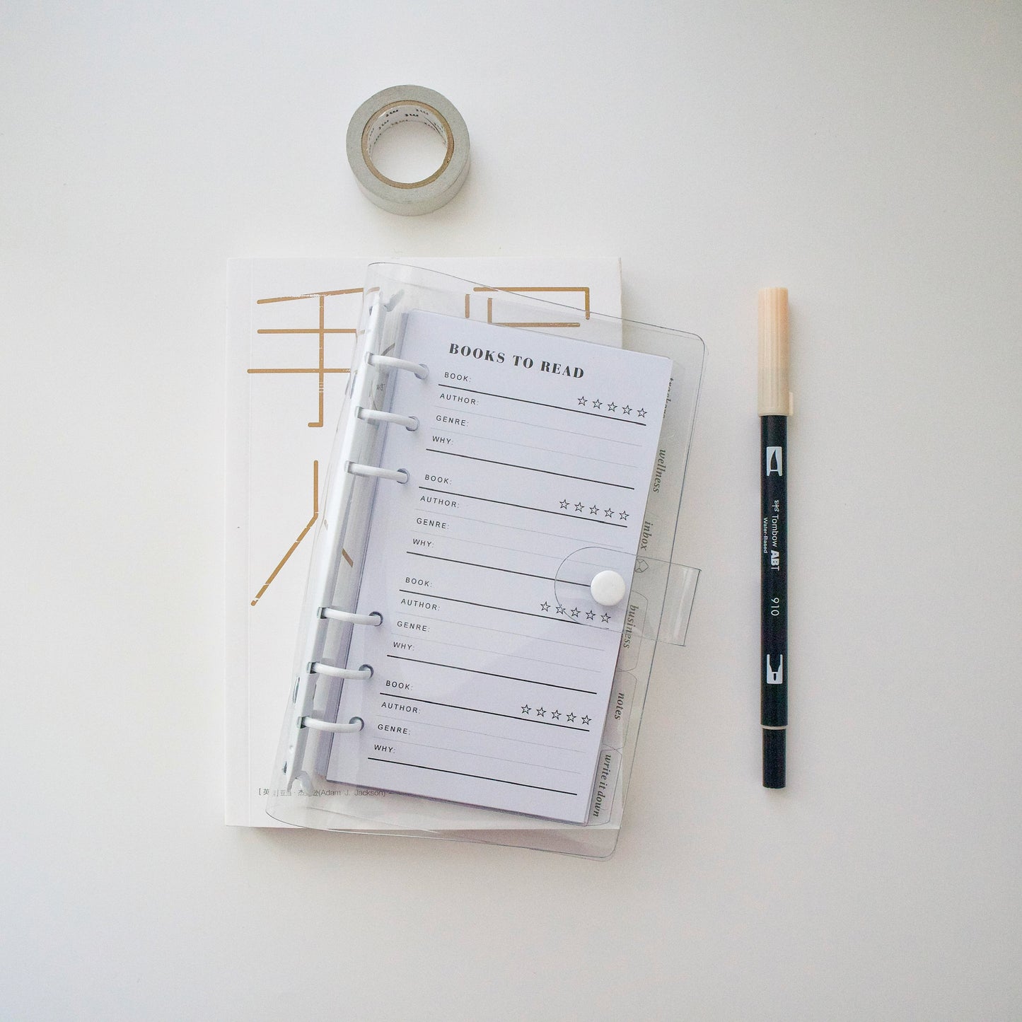 Books and Movies Planner Inserts | 20 Sheets | Personal A5 A6 | 6 Rings Planner | Binder Refills