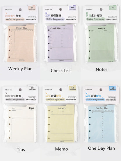 M5 A8 Loose Leaf Binder Inserts with Tabs | Mini 5 Ring Planner |  Memo Pad Notepad | Daily Weekly Plan To Do List Planner Supplies