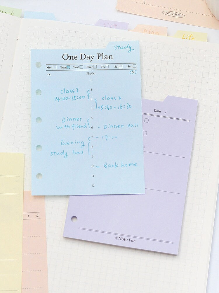 M5 A8 Loose Leaf Binder Inserts with Tabs | Mini 5 Ring Planner |  Memo Pad Notepad | Daily Weekly Plan To Do List Planner Supplies