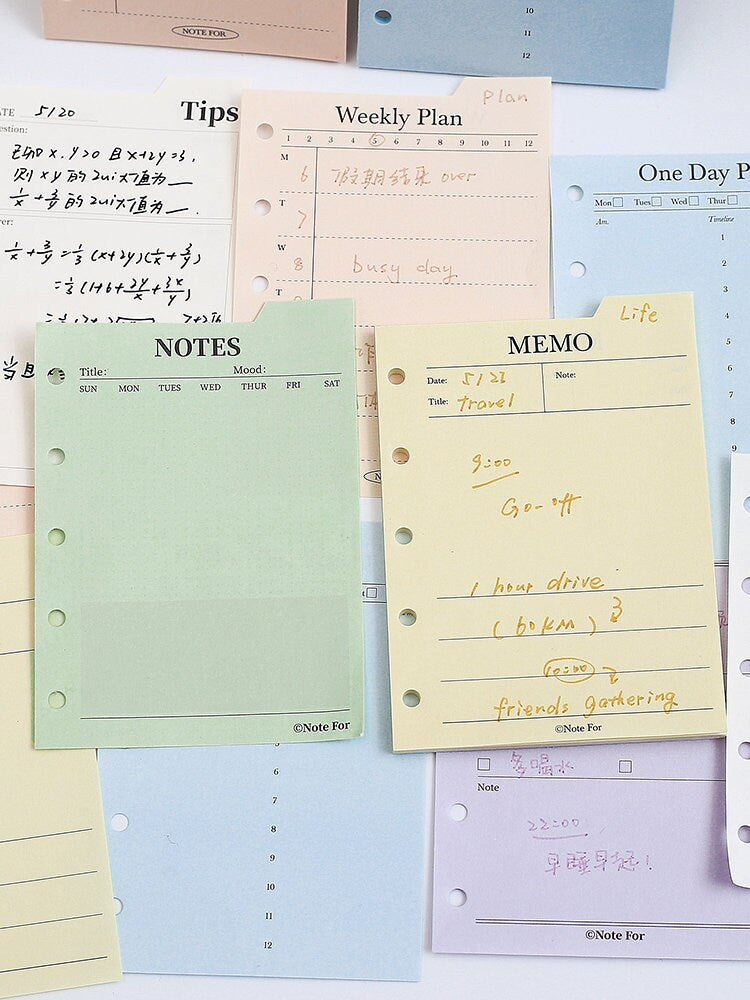 M5 A8 Loose Leaf Binder Inserts with Tabs | Mini 5 Ring Planner |  Memo Pad Notepad | Daily Weekly Plan To Do List Planner Supplies