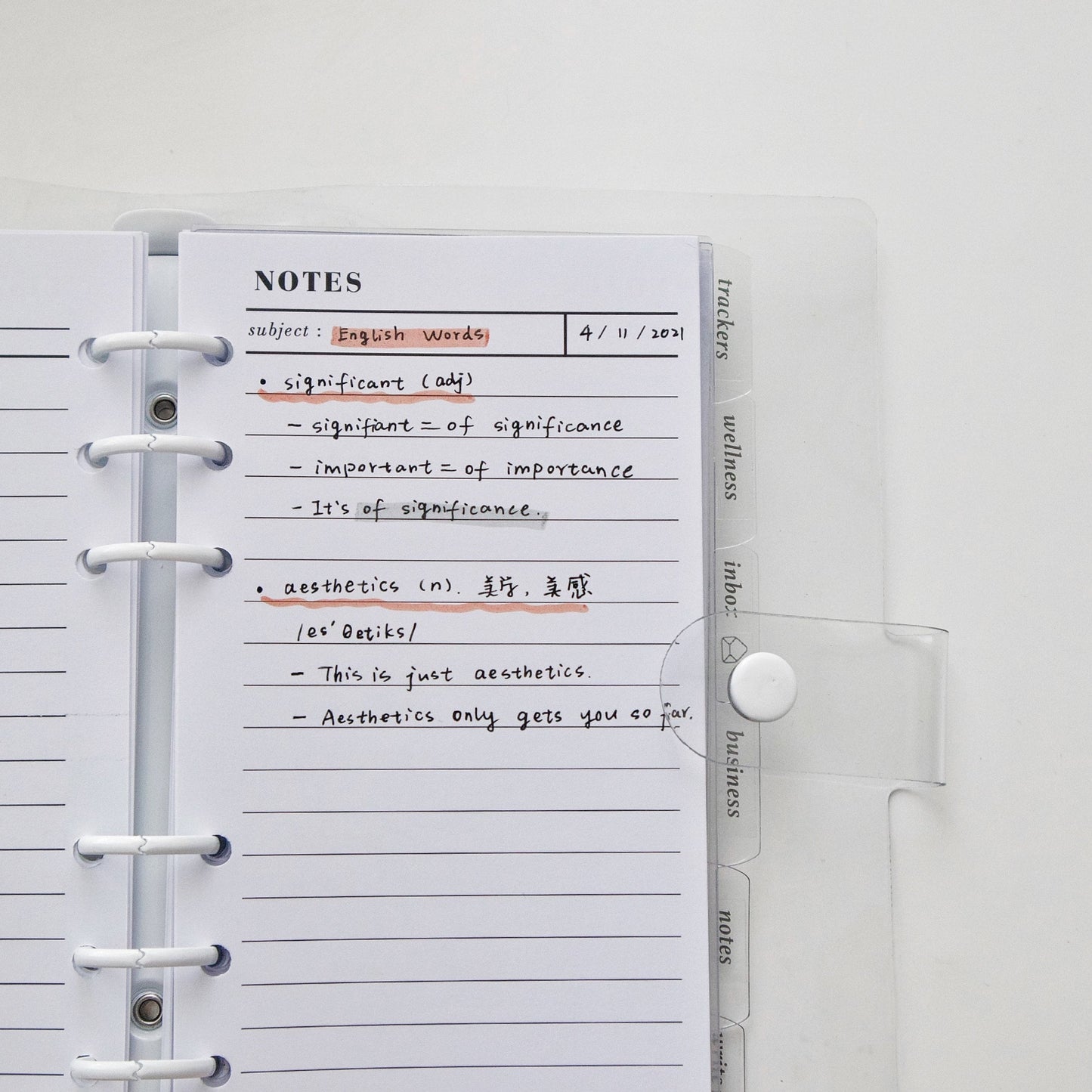 Lined Notes Planner Inserts | 20 Sheets | Note Taking | Personal A5 A6 | 6 Rings Planner | Binder Refills