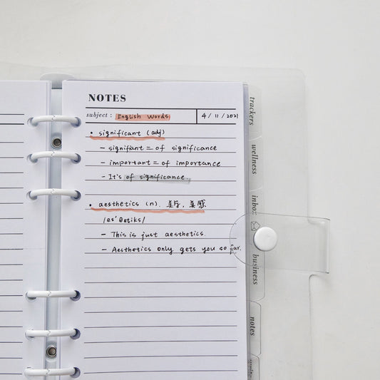 Lined Notes Planner Inserts | 20 Sheets | Note Taking | Personal A5 A6 | 6 Rings Planner | Binder Refills